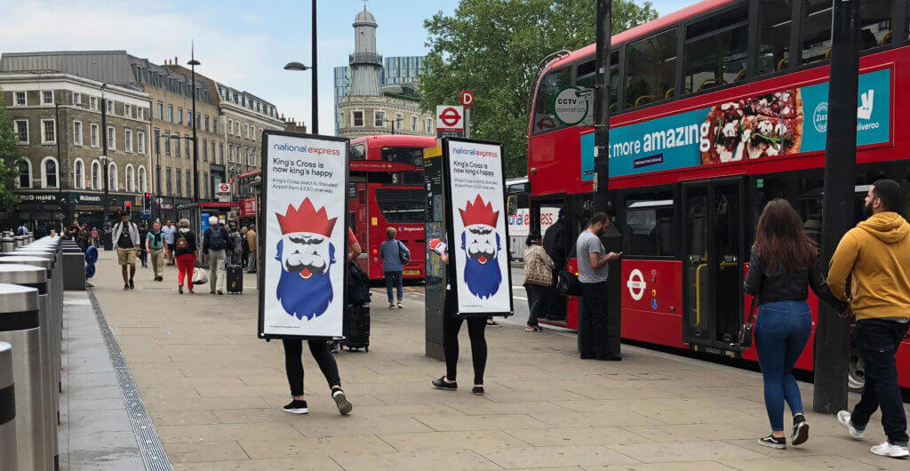 National Express · human billboard creative